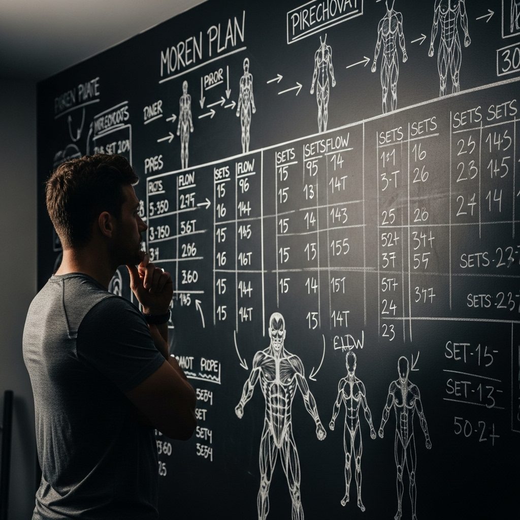 Preparador físico pensando sobre la estructura de entrenamiento